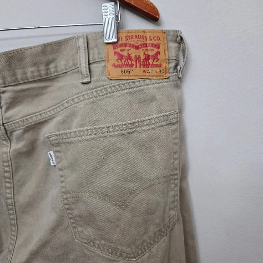 Levi's 505 Regular Fit Pants Mens 40x30 Tan Khaki Straight Leg‎ Cotton